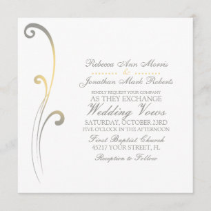 Gris et jaune Faire-part de mariage fleurie