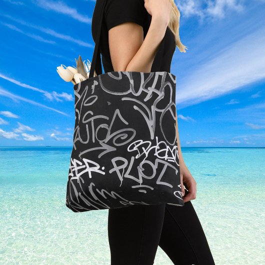 Gris et noir Sac fourre-tout de style Graffiti urb