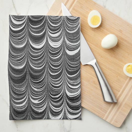 Gris et Noir Vague Gris Art Serviette de cuisine (Quart Plié)