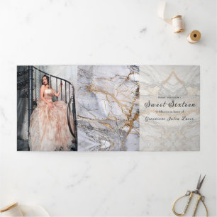 Gris et or Marbre Sweet 16 Party Invitation