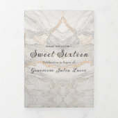 Gris et or Marbre Sweet 16 Party Invitation (Page de couverture)
