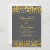 Gris et or Twinké Faire-part de mariage moderne (Devant)