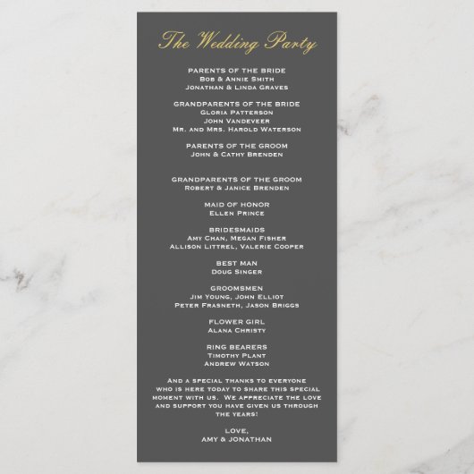 Gris et or Twinkle Programme de mariage moderne (Dos)