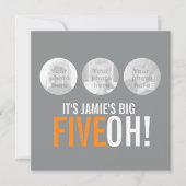 Gris et orange 50e FIVEOH! photo invitation d'anni (Devant)
