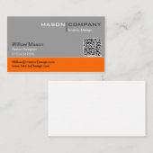 Gris et Orange QR Carte de visite d'entreprise (Devant / Derrière)