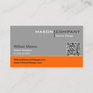 Gris et Orange QR Carte de visite d'entreprise