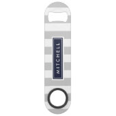 Gris et rayures Preppy de la marine Monogramme (Devant)