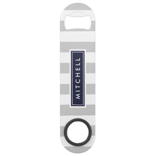 Gris et rayures Preppy de la marine Monogramme (Devant)