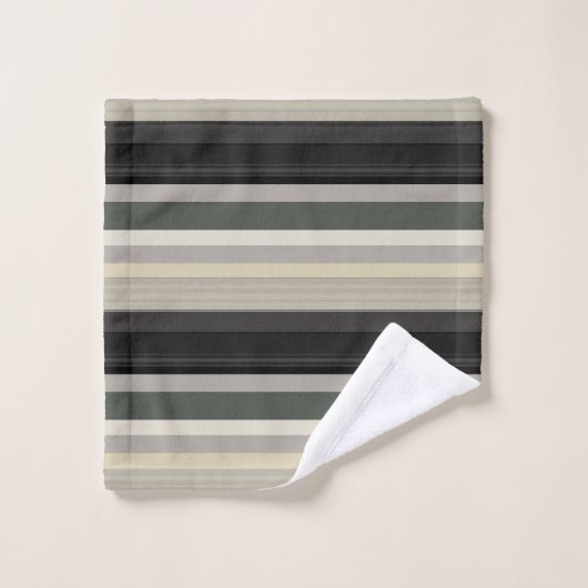 Gris et rayures vertes (Gant de toilette)