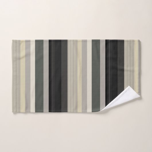 Gris et rayures vertes (Serviette à main)