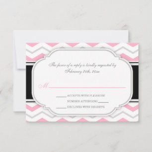 Gris et rose Chevron Accueil Mariage Cartes RSVP