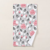 Gris et rose. Modèle floral serviette de bain (Serviette à main)