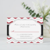 Gris et rouge Chevron Réception de mariage RSVP Ca (Debout devant)