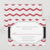 Gris et rouge Chevron Réception de mariage RSVP Ca (Devant / Derrière)