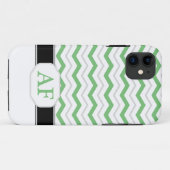 Gris et vert Chevron Monogram iPhone 5 Coque (Dos (Horizontal))