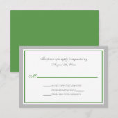 Gris et vert Réception de mariage Cartes RSVP (Devant / Derrière)