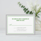 Gris et vert Réception de mariage Cartes RSVP (Debout devant)