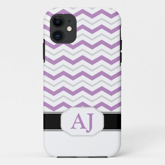 Gris et violet Chevron Monogram iPhone 5 Coque (Dos)