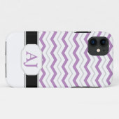Gris et violet Chevron Monogram iPhone 5 Coque (Dos (Horizontal))