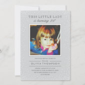 Gris Étincelle Vieux Photo Invitations Anniversair (Devant)