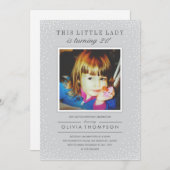 Gris Étincelle Vieux Photo Invitations Anniversair (Devant / Derrière)