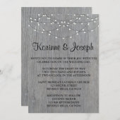 Gris faire-part de mariage, bois, Chaîne Lumière (Devant / Derrière)