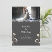 Gris Faire-part de mariage simple (Debout devant)