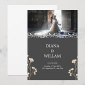 Gris Faire-part de mariage simple (Devant / Derrière)