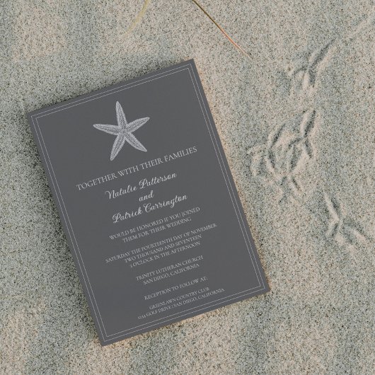 Gris Faire-part de mariage Starfish