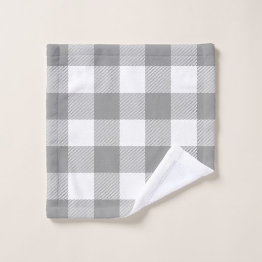 Gris Fermière Buffalo Vérifié Carreaux Rustique (Gant de toilette)