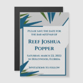 Gris Ferns Magnétique Enregistrer la carte de date (Devant / Derrière)