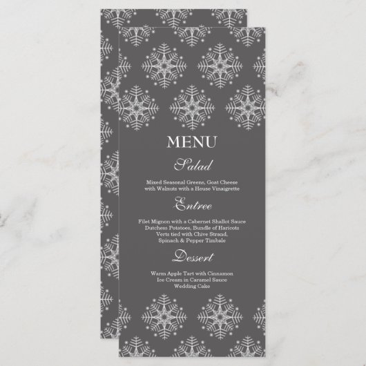 Gris + flacons blancs menu d'aliments pour mariage (Devant / Derrière)