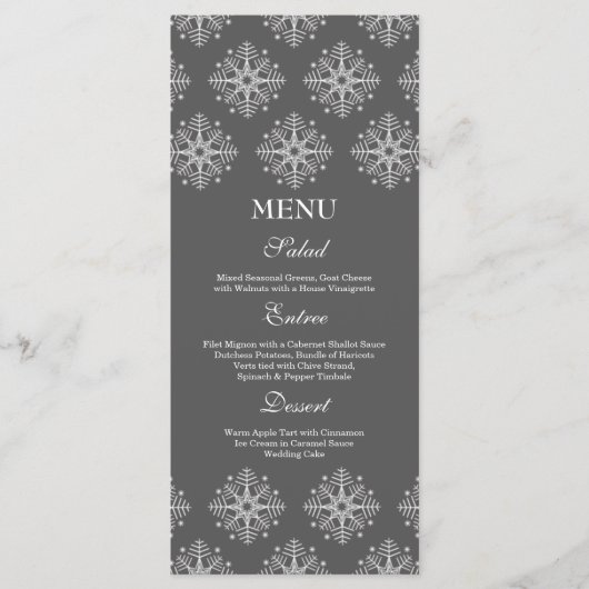Gris + flacons blancs menu d'aliments pour mariage (Devant)