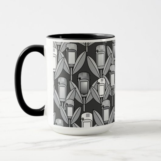 Gris Fleurs GPS Mug (Gauche)