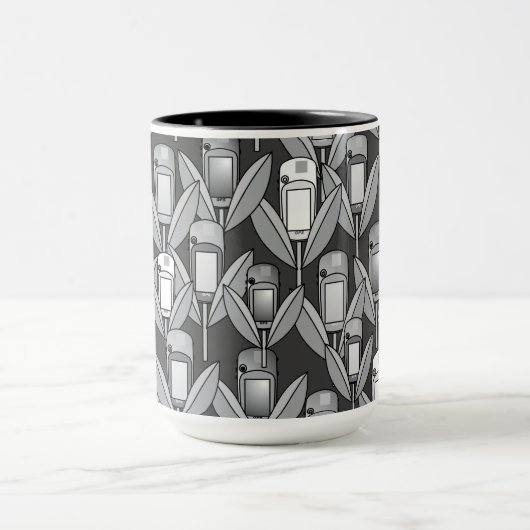 Gris Fleurs GPS Mug (Centre)