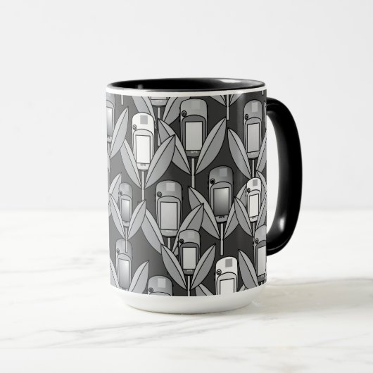 Gris Fleurs GPS Mug (Devant droit)