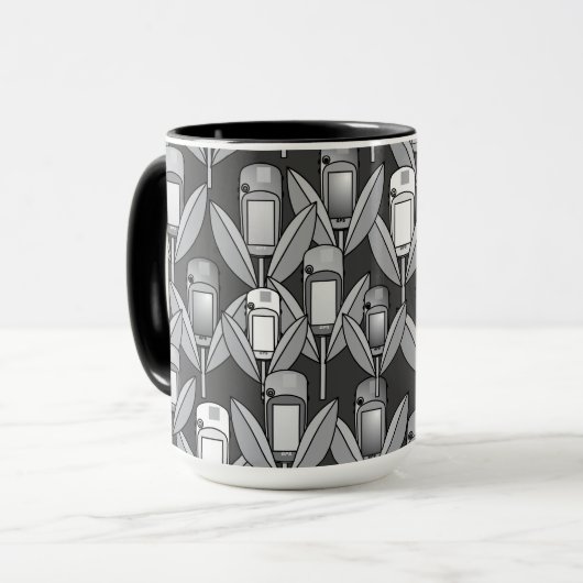 Gris Fleurs GPS Mug (Devant gauche)