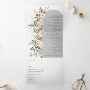Gris floral rustique tout en un triple Mariage