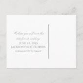 Gris floral simple Enregistrer la date Carte posta (Dos)