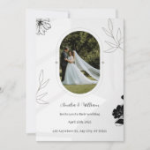 Gris Floral Simple Faire-part de mariage (Devant)
