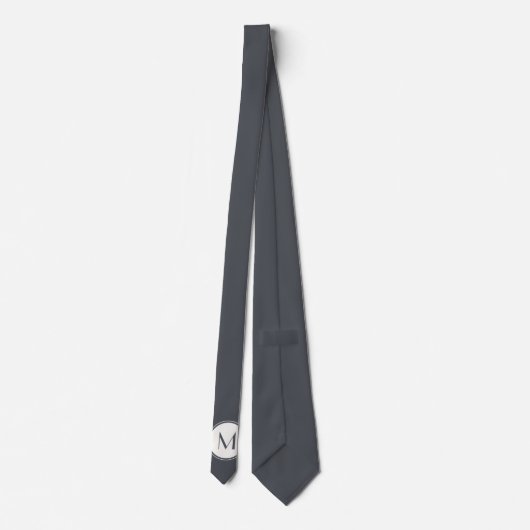 Gris foncé avec Cravate Monogramme Cercle Blanc (Dos)
