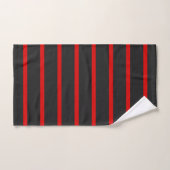 Gris foncé et rayures rouges (Serviette à main)