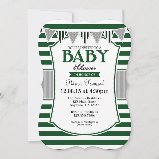 Gris foncé Gris Baby shower Invitation (Devant)