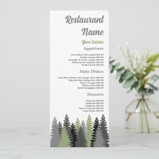 Gris forêt, Menu Restaurant Slimline (Debout devant)