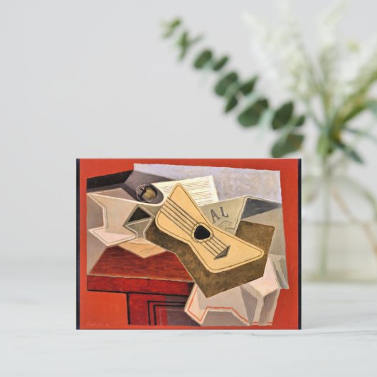 Gris - Gitaar en Krant Briefkaart (Staand voorkant)