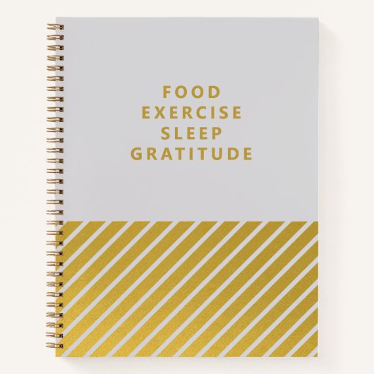 Gris Gold Stripes Minimaliste Journal de Gratitude (Devant)