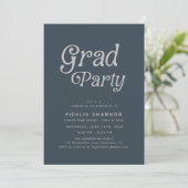 Gris Grad Party Retro Graduation Invitation (Debout devant)