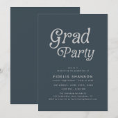 Gris Grad Party Retro Graduation Invitation (Devant / Derrière)