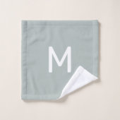 Gris gras et blanc avec monogramme en option (Gant de toilette)