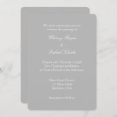 Gris Gris Blanc Plat Simple Faire-part de mariage (Devant / Derrière)